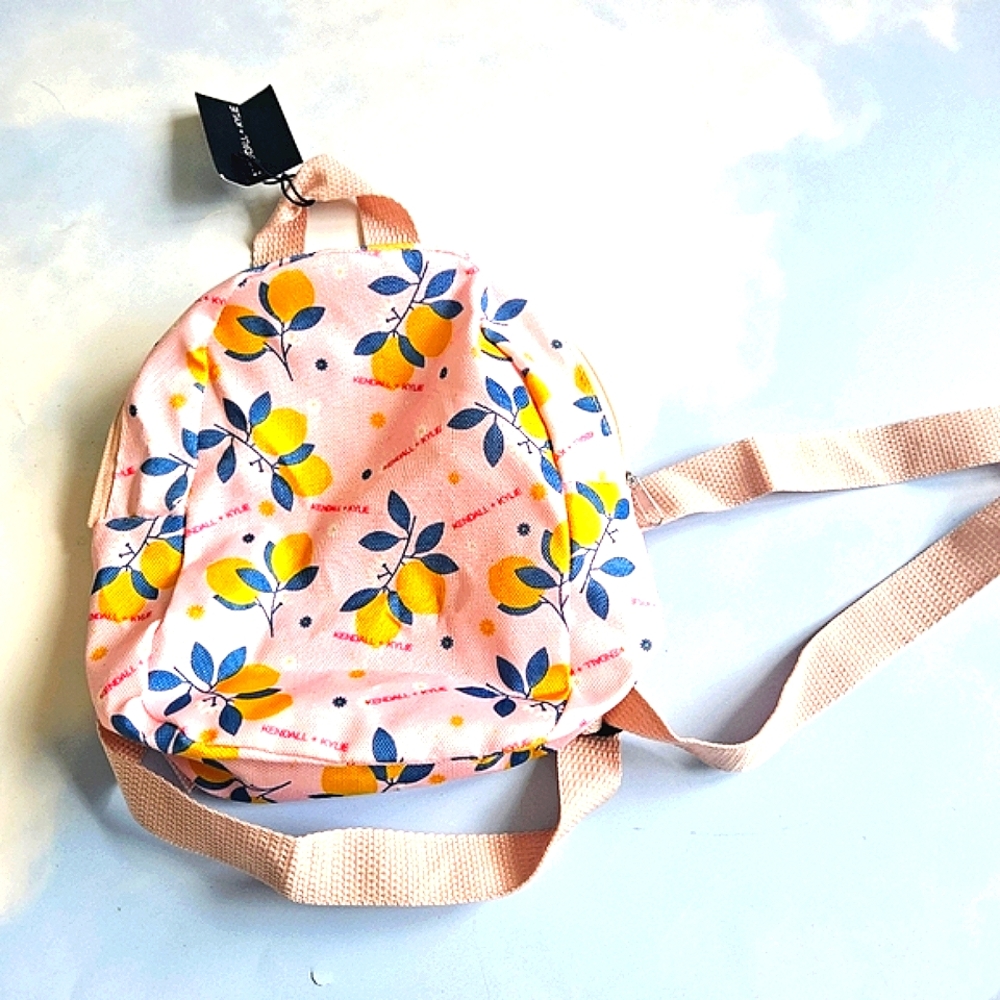 Pink Lemon Print Kids Backpack